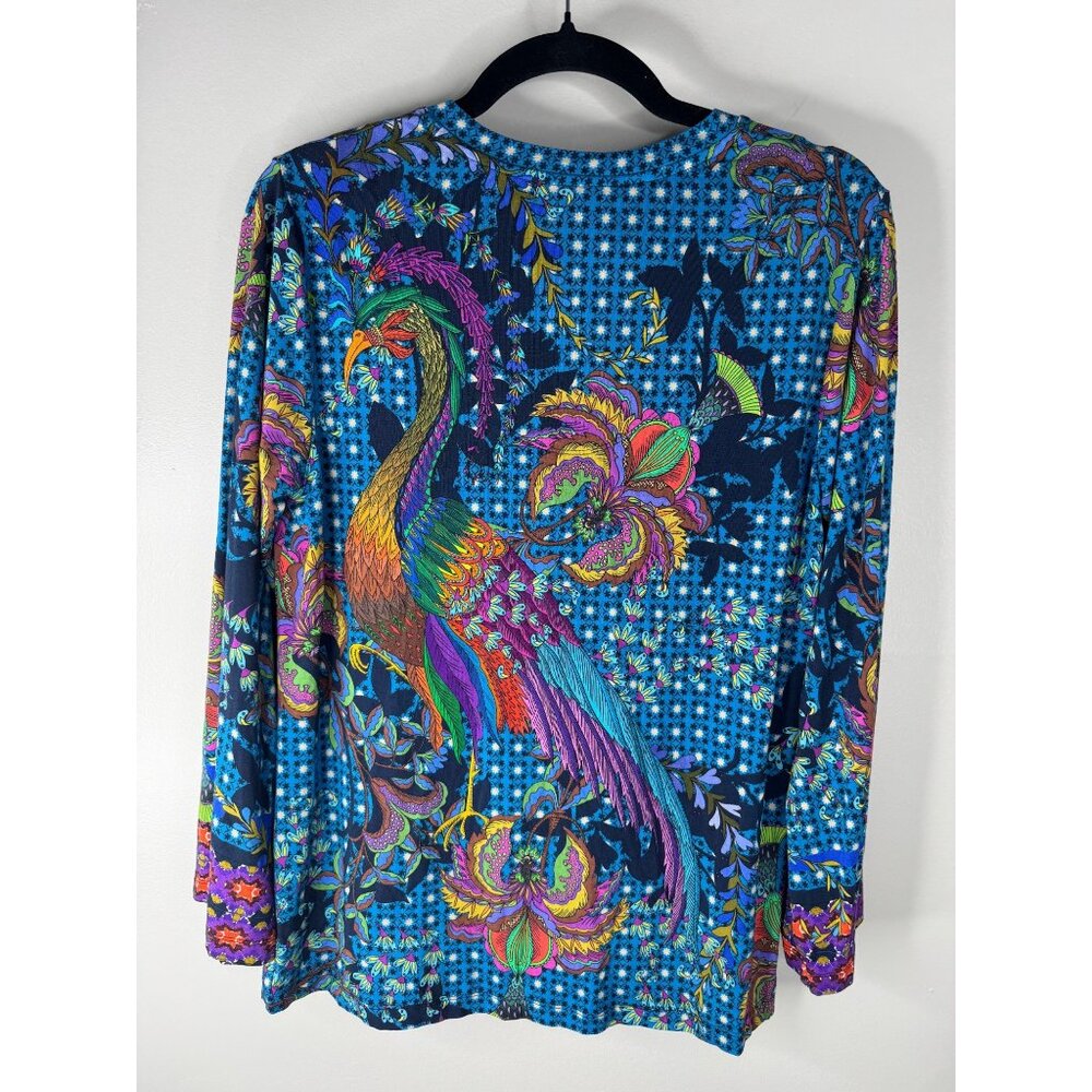 Johnny Was Janie Favorite Thalassa Kimono Peacock Shirt Blue Top Size S NWT - Picture 5 of 6